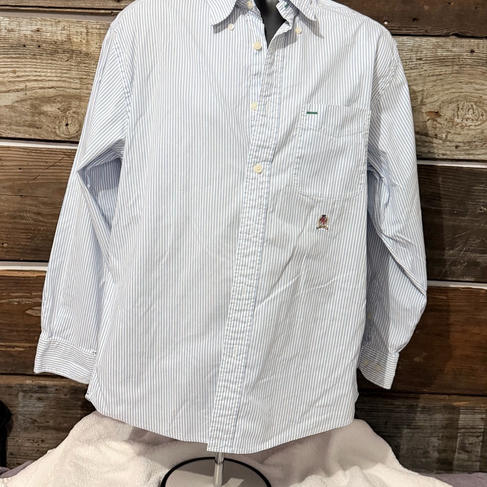 Tommy Hilfiger Light Blue Striped Button Down Shirt